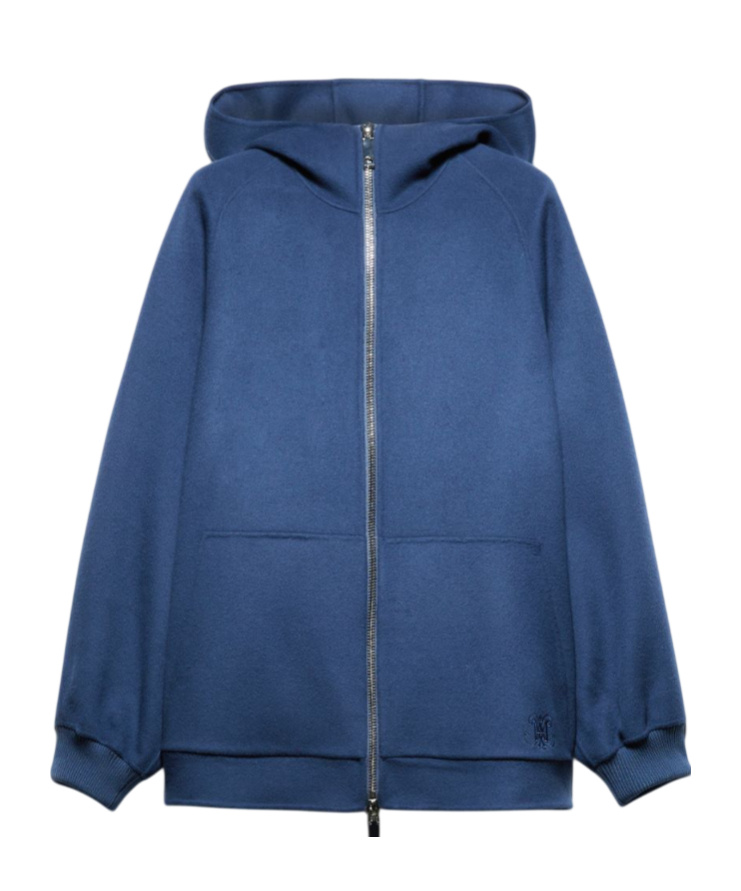 Maxco. Hooded Wool And Cashmere Coat In Blue