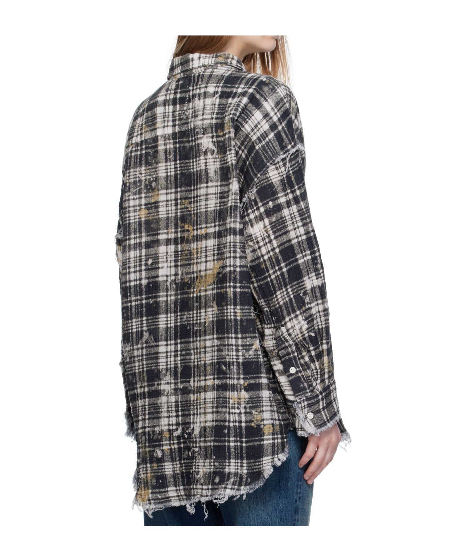 R13 Shredded Seam Drop Neck Shirt In Black