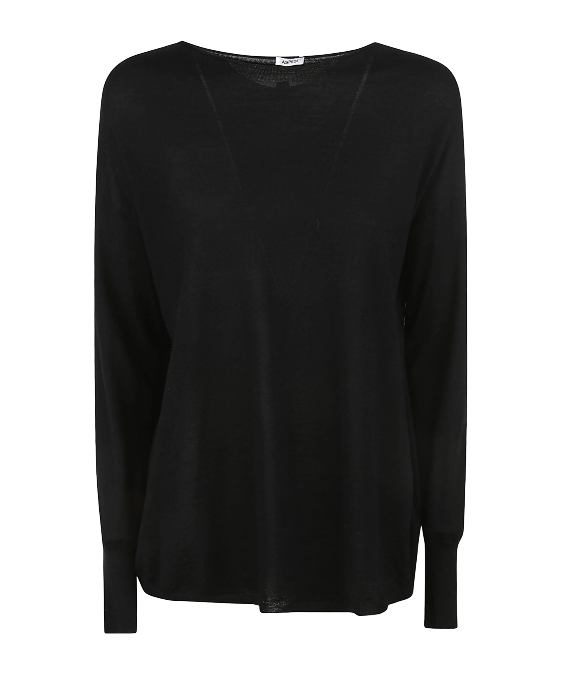 Aspesi Crewneck Fine-knit Jumper In Black