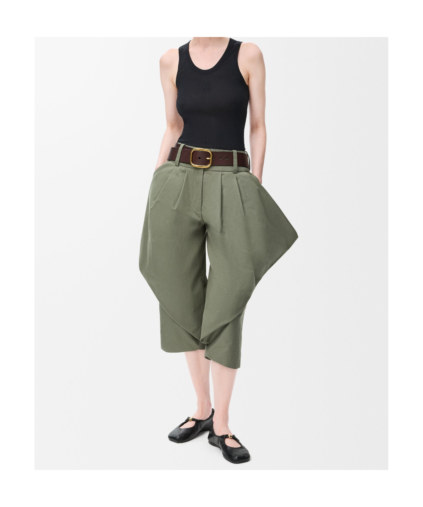 Loewe Anagram Embroidered Ribbed Silk-jersey Tank In Black