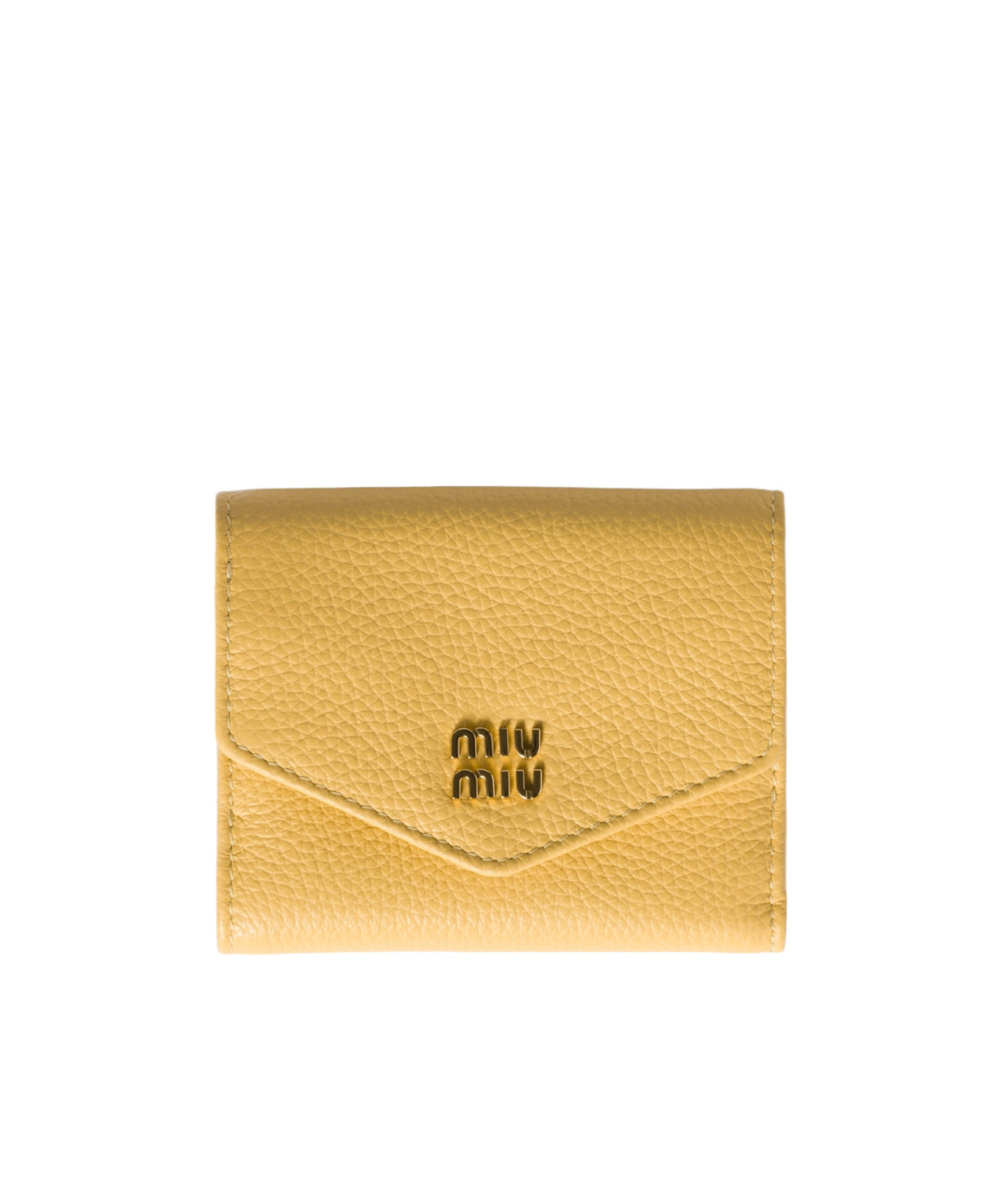 Miu Miu Small Leather Wallet In Yellow