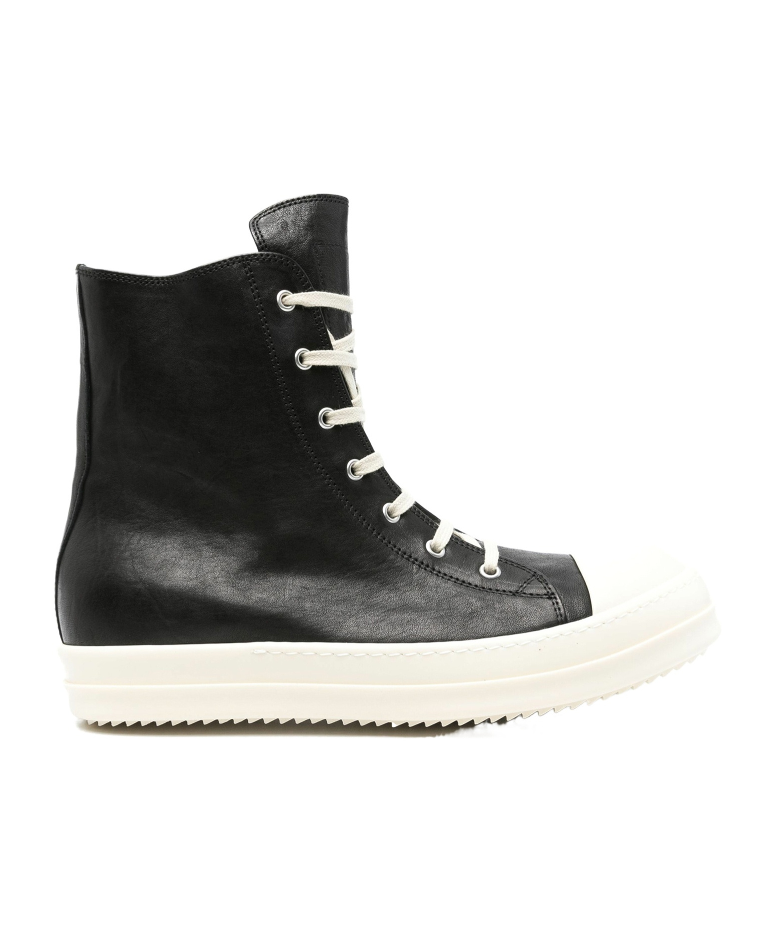 Rick Owens Hollywood Leather High Top Sneaker In Black