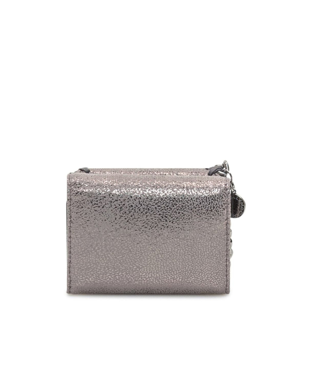 Stella Mccartney Logo Engraved Chain Detailed Wallet In Gray