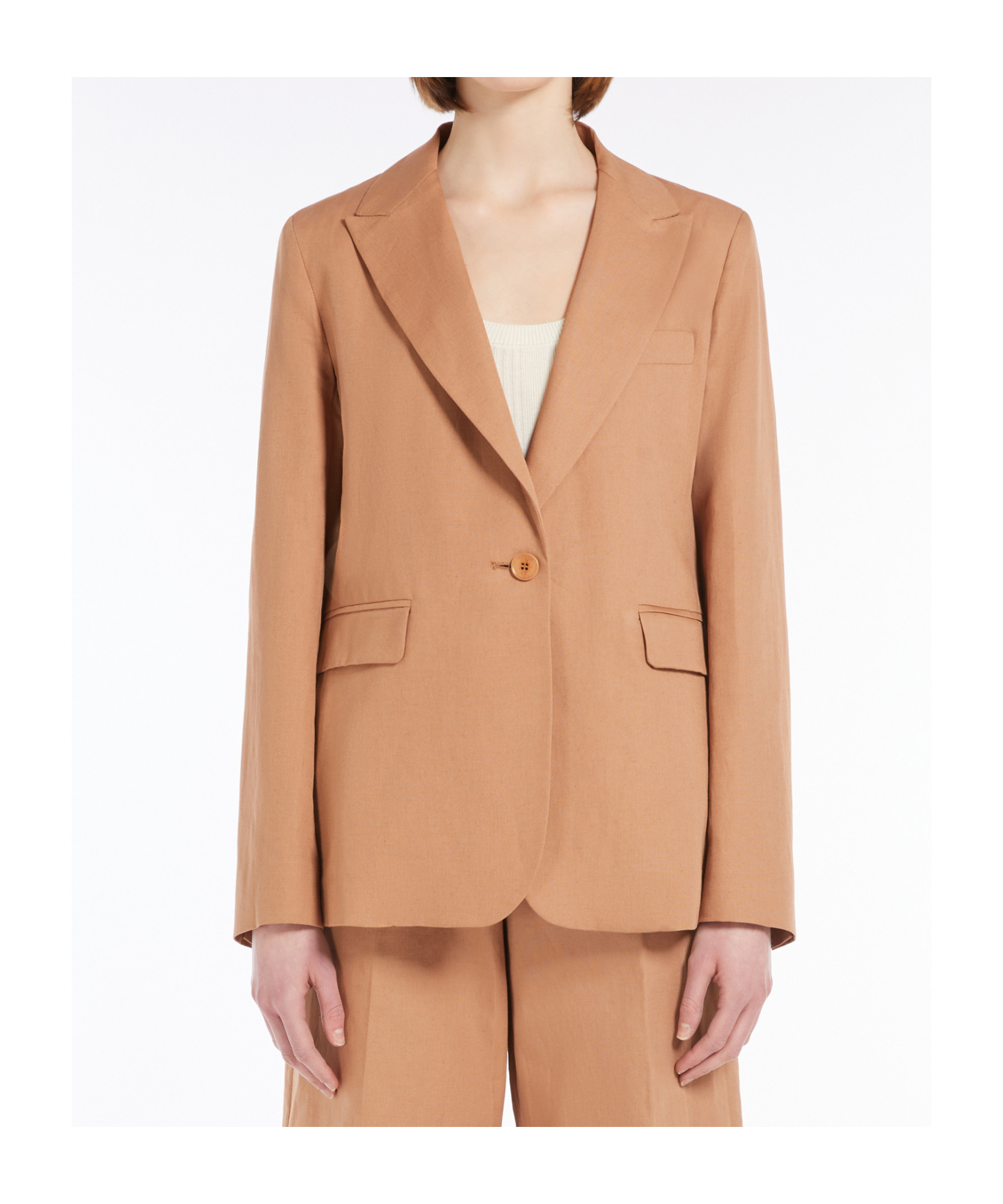 Weekend Max Mara Cotton And Linen Blazer In Desert-colored