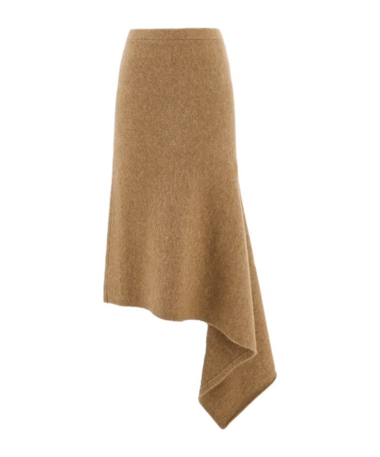 Ferragamo Camel Stretch Alpaca Blend Skirt In Brown