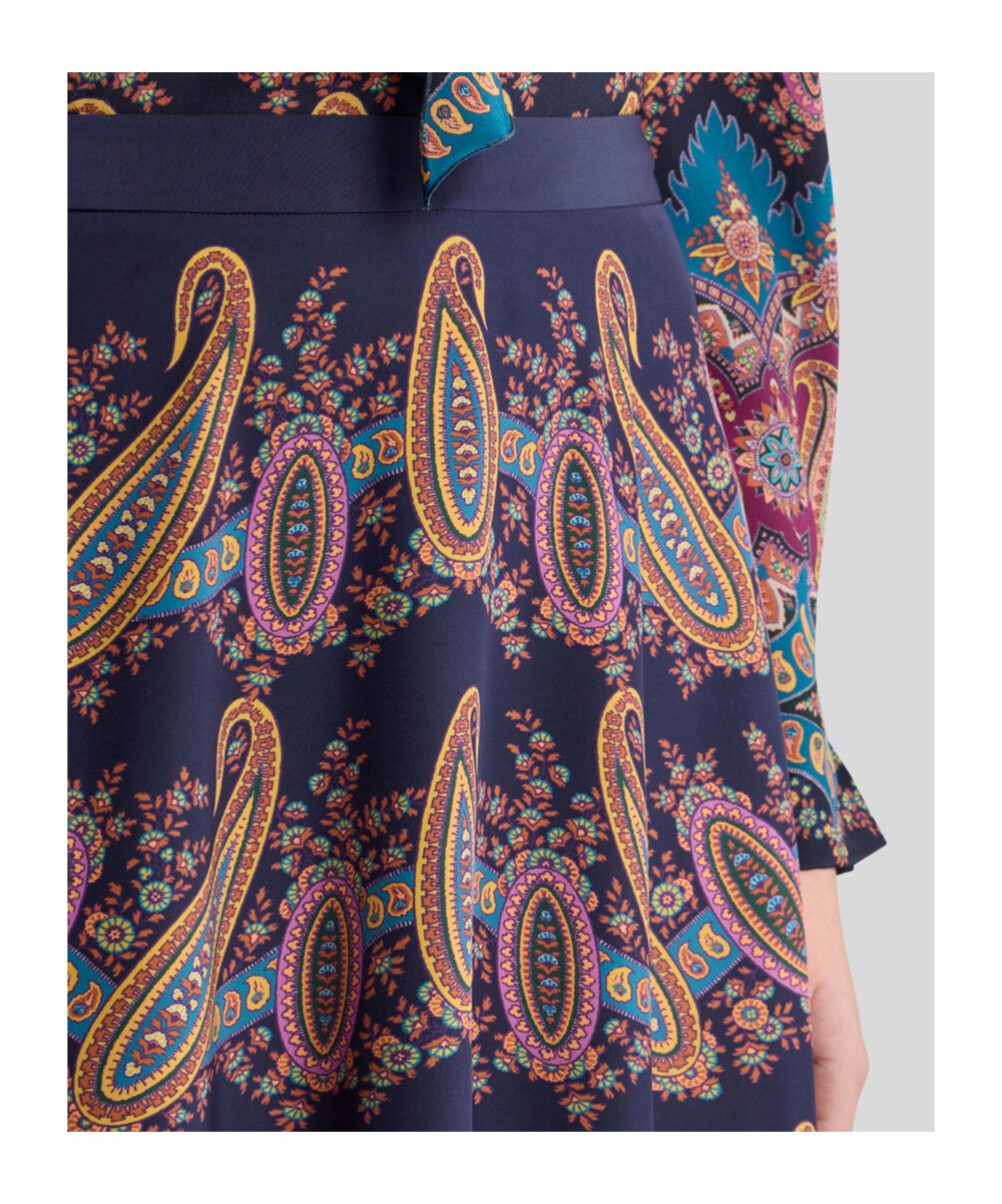 Etro Silk Skirt With Placed Print In Multi