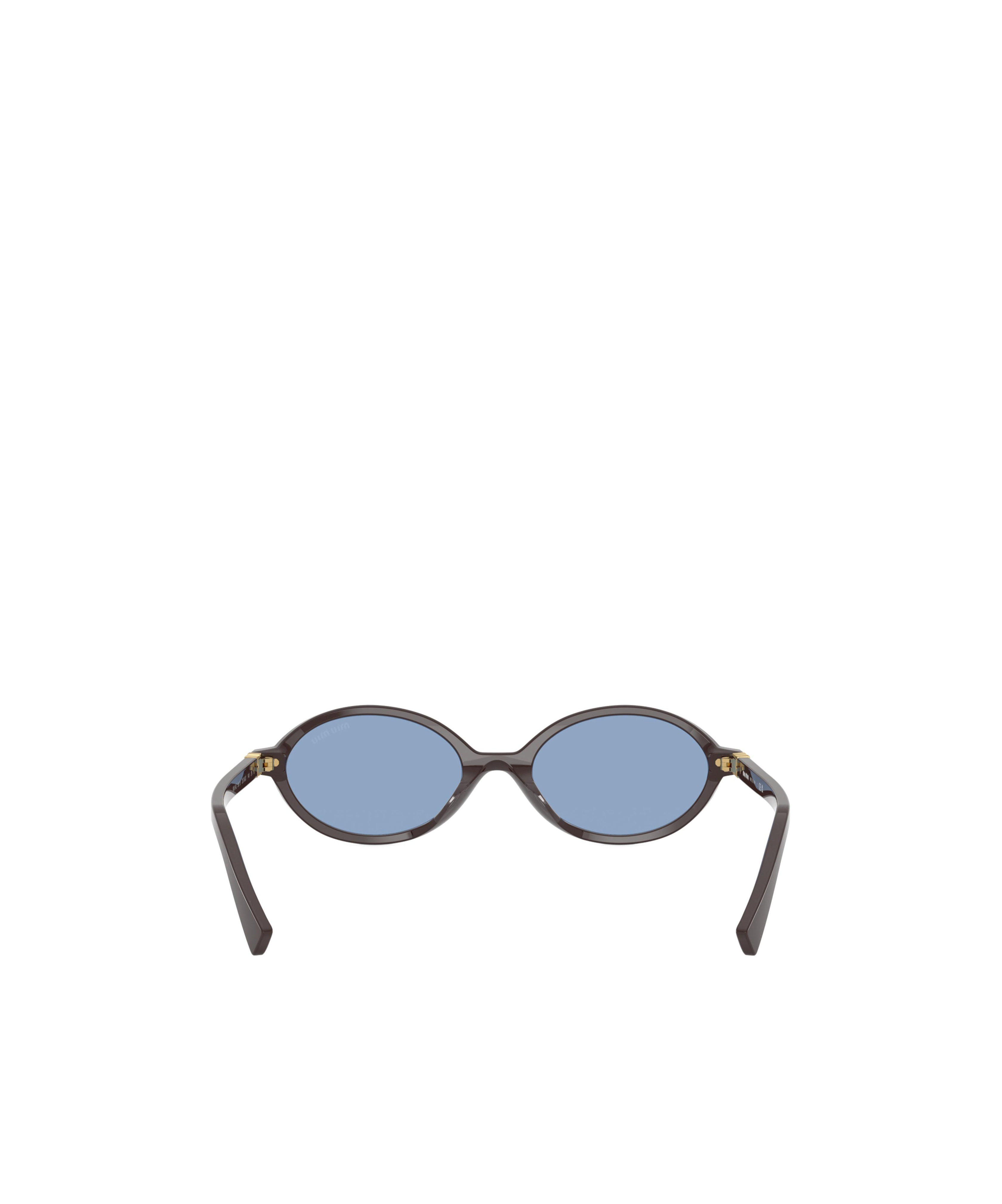 Miu Miu Logo-plaque Oval Sunglasses In Blue