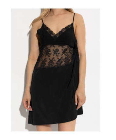 Vetements Lace-insert Slip Mini Dress In Black