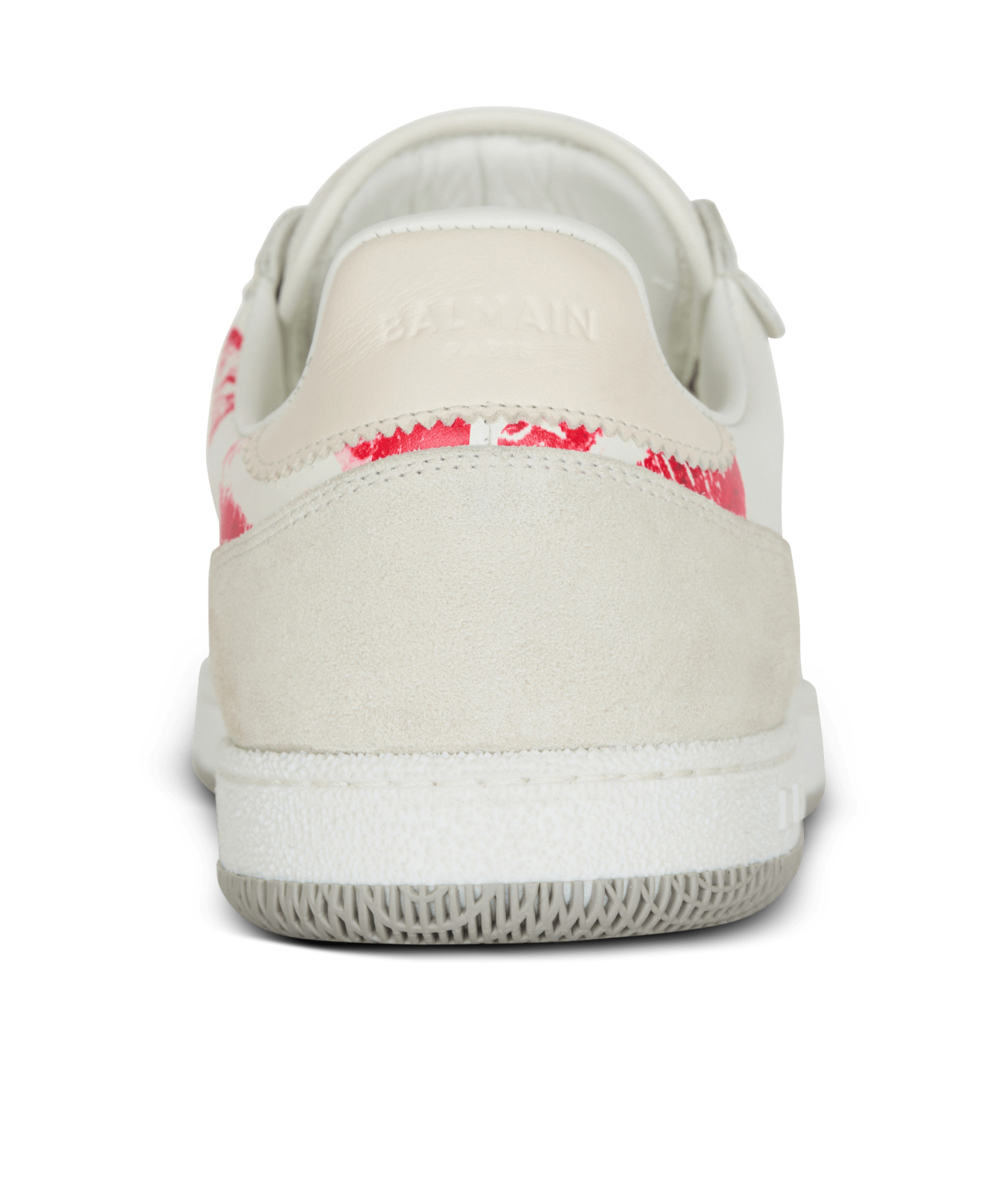 Balmain Swan Sneakers In Leather And Suede Color White And Red In White