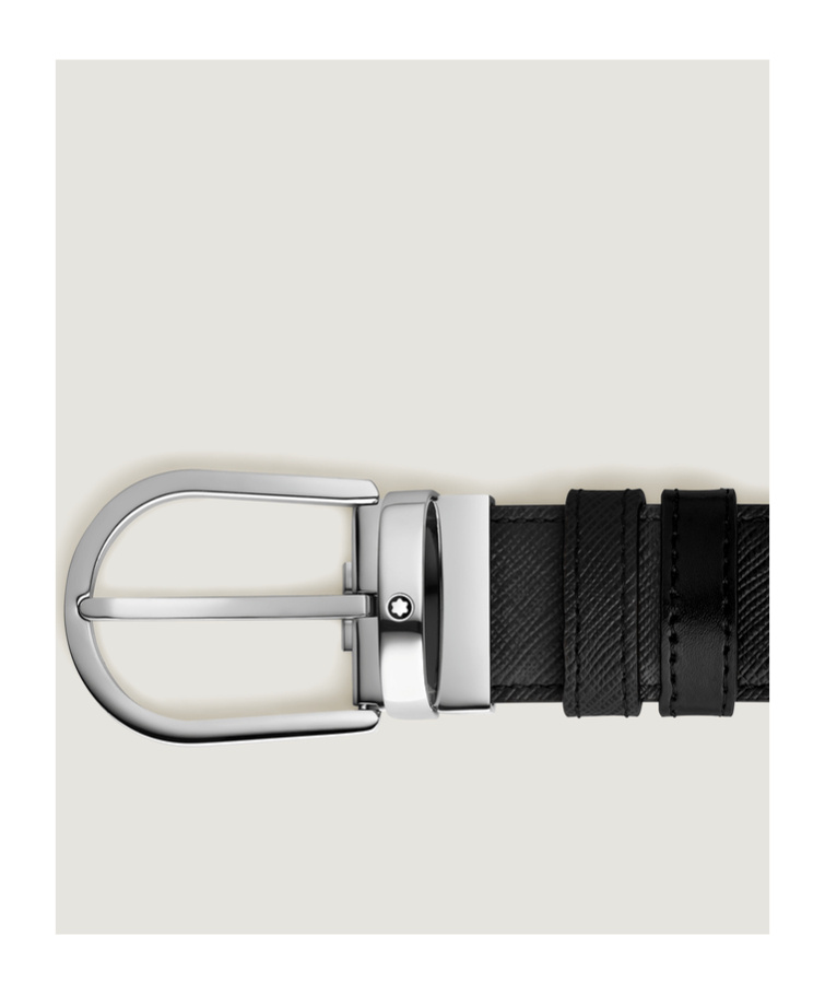 Montblanc Reversible Horseshoe Buckle Leather Belt In Black And Blue