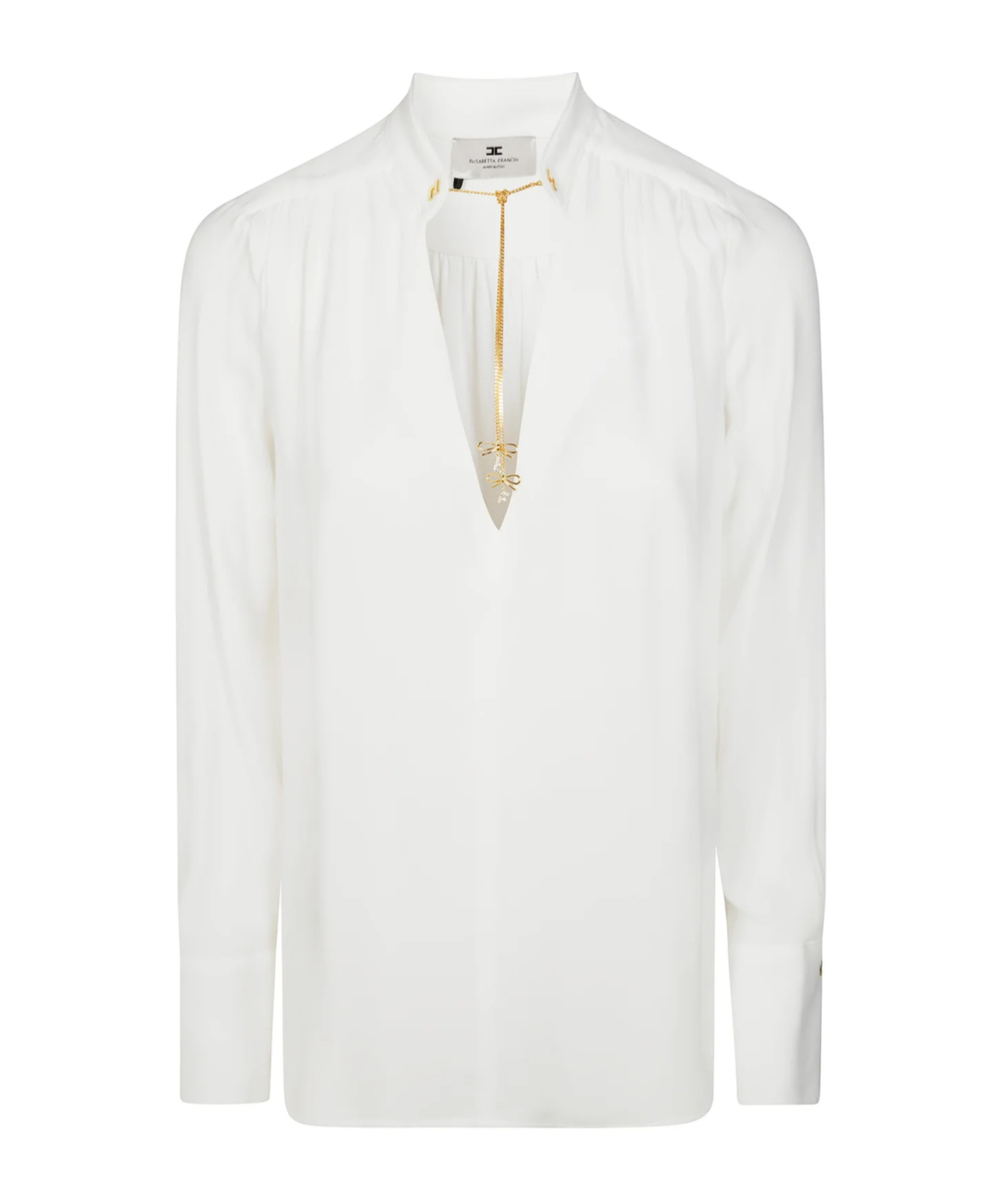 Elisabetta Franchi Logo-charms Georgette Blouse In White