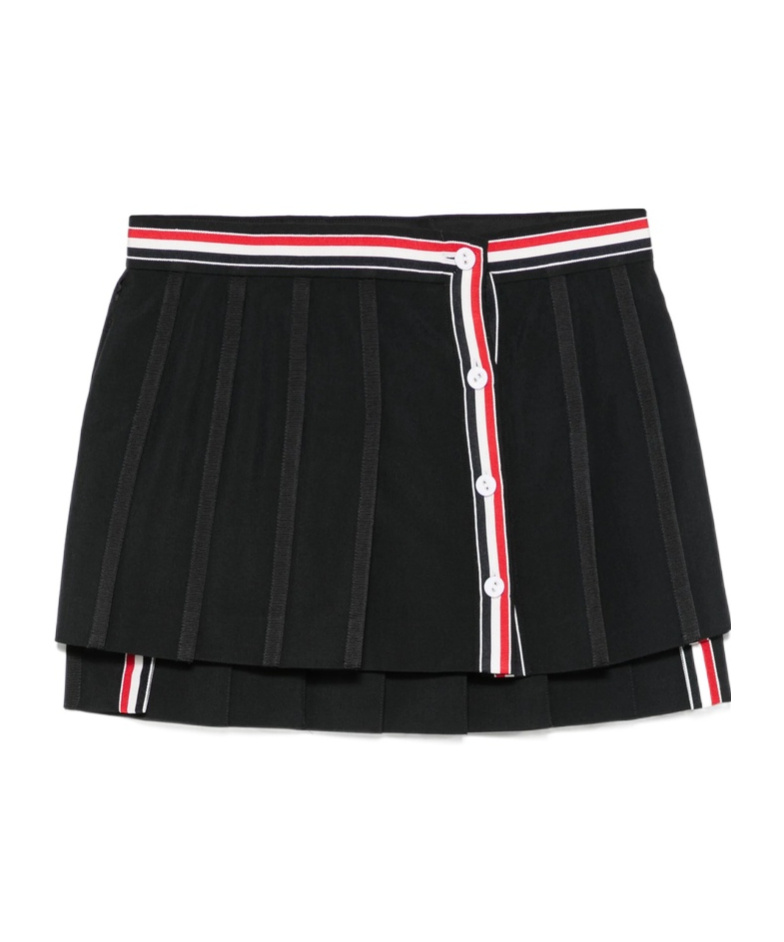 Thom Browne Thom E Women's Ruffled Mini Skirt In Wool Blend In Black
