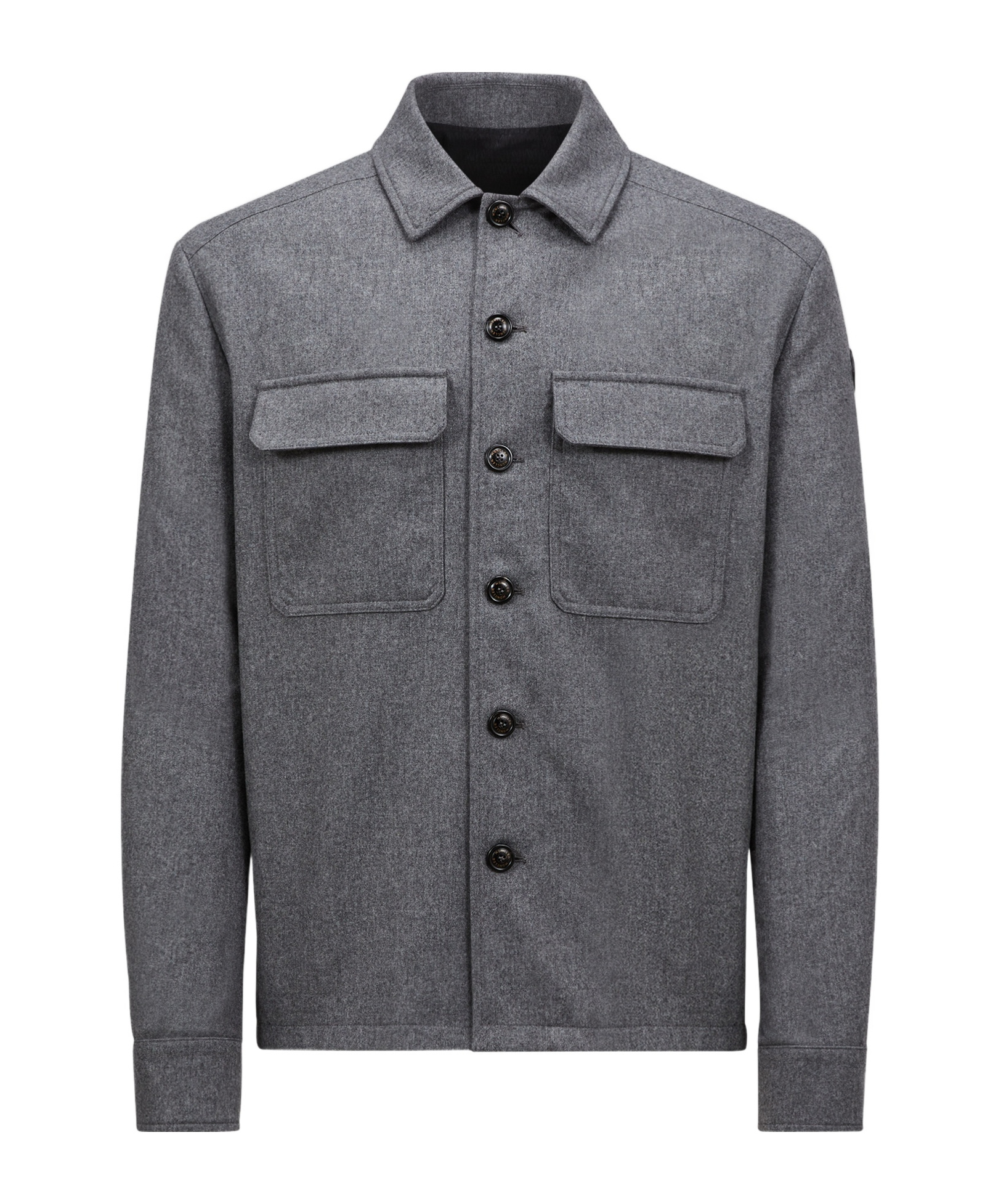 Moncler Logo Patch Long-sleeved Shirt In Gray