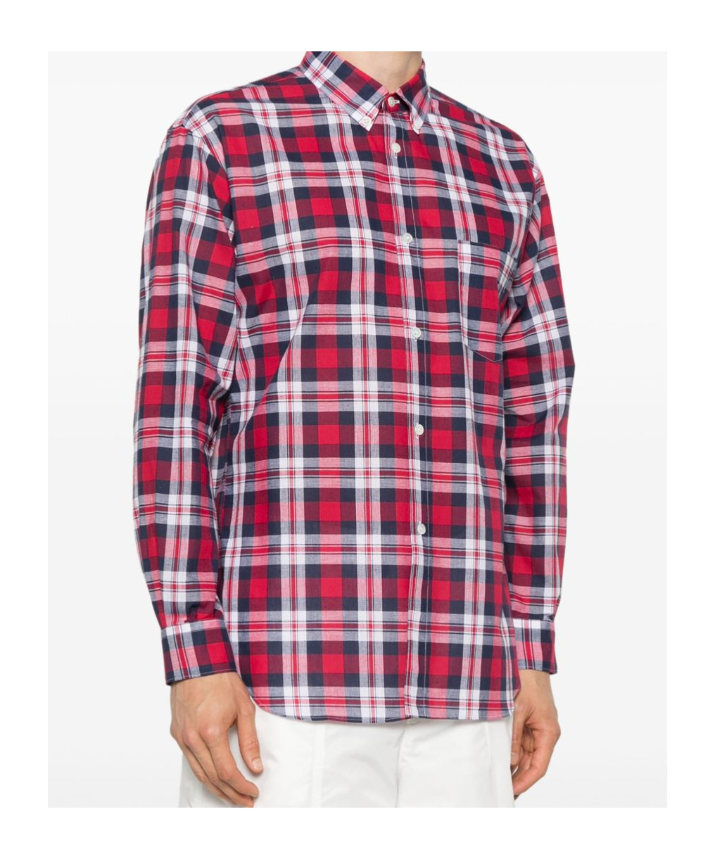 Comme Des Garçons Plaid Pattern Shirt Featuring Box-pleat Detail