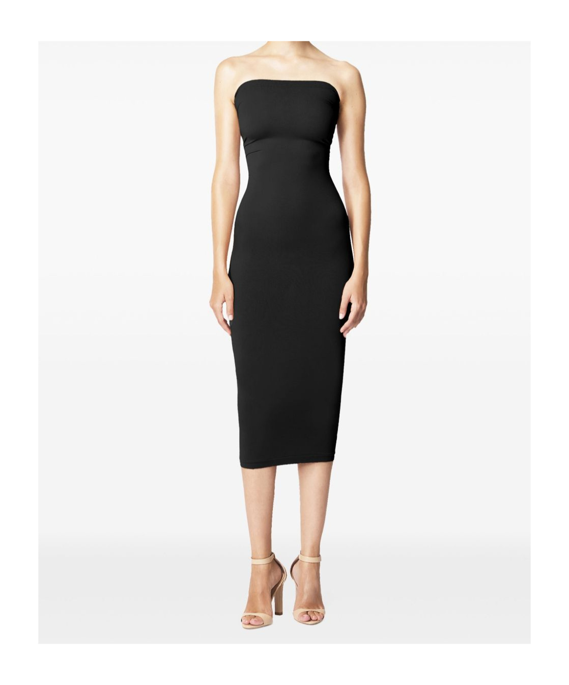 Wolford Sculpting Fatal Strapless Bodycon Midi Dress In Black