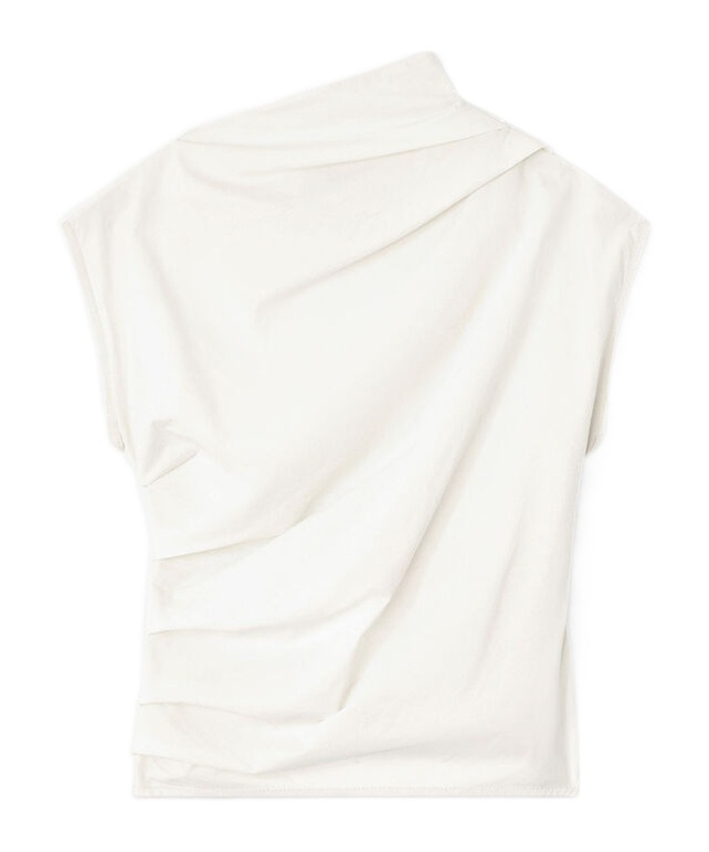 Ganni Draped Cowl-neck Top In Multi