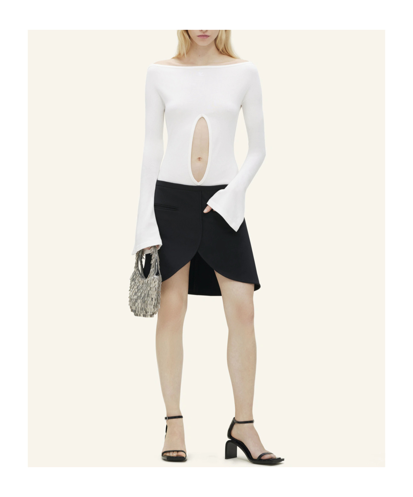 Courrèges Off-shoulder Zipped Bodysuit In White
