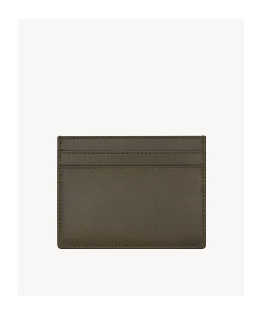 Saint Laurent Leather Logo Card Holder In Brown