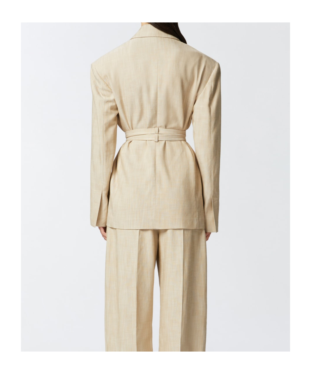 Pinko Belted Waist Blazer With Front Button Fastening In Nude