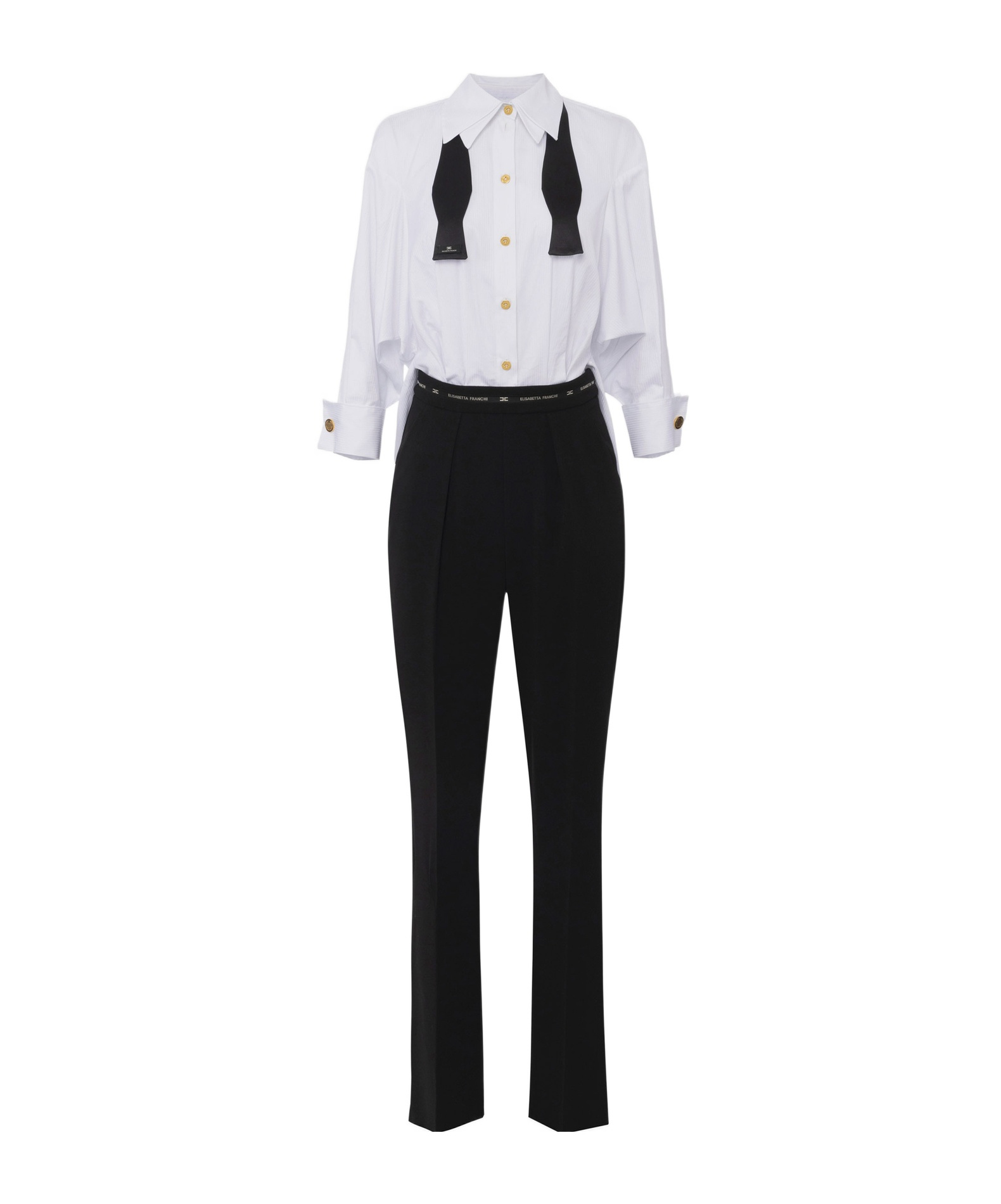 Elisabetta Franchi Lightweight Crêpe And Poplin Jumpsuit In Black