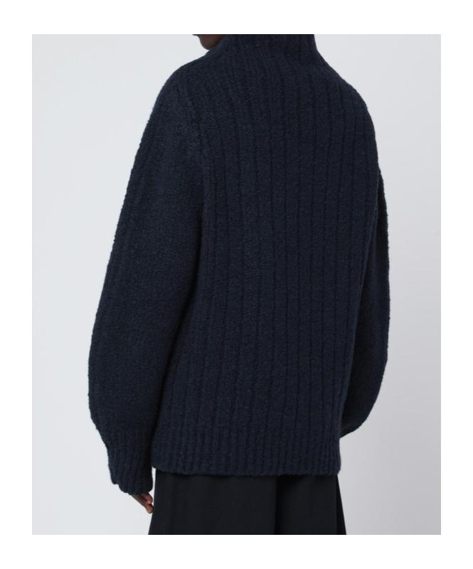 Dries Van Noten Oversized Wool Knit High Collar In Black