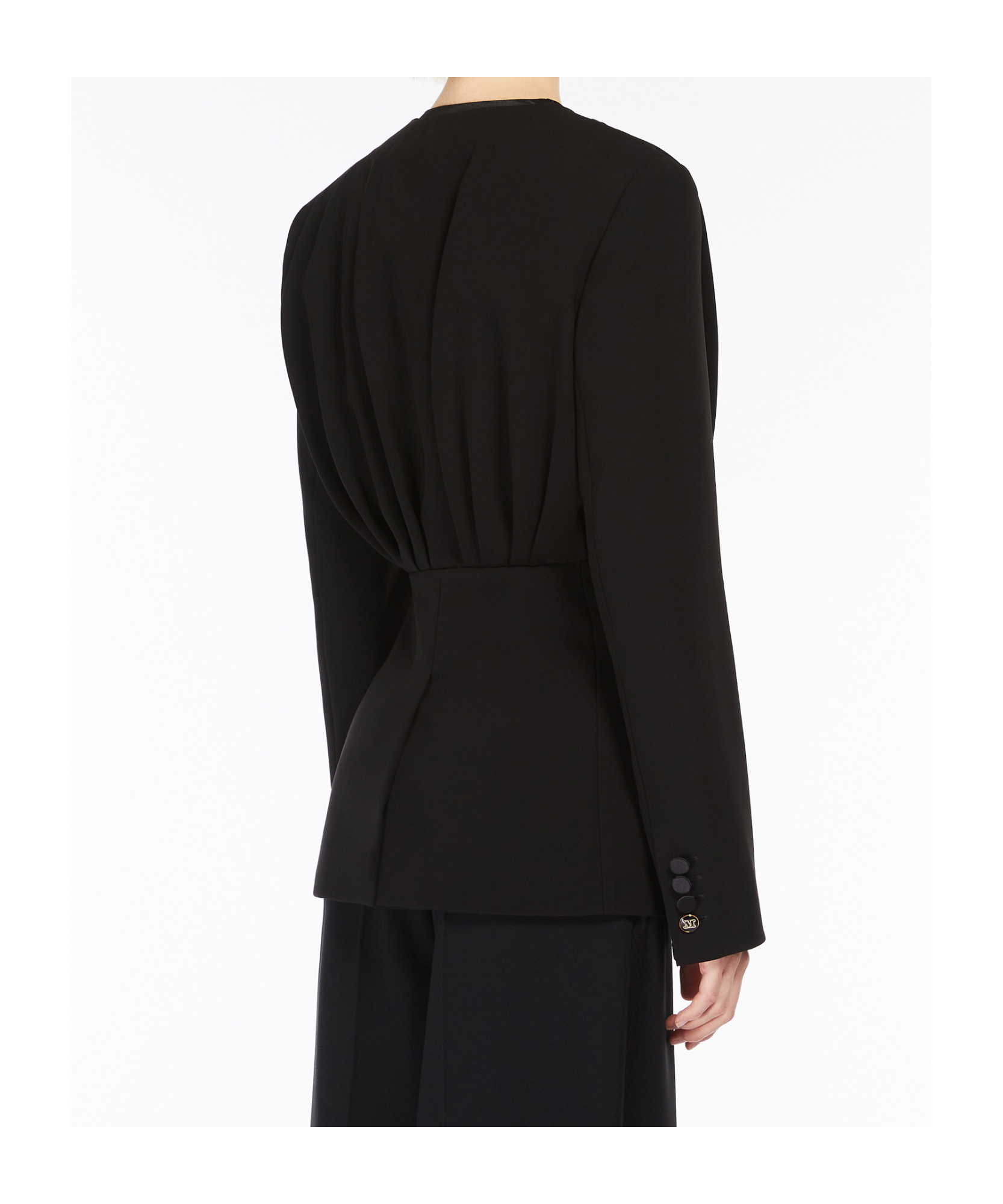 Shop Max Mara Draped Crêpe Jacket In Black