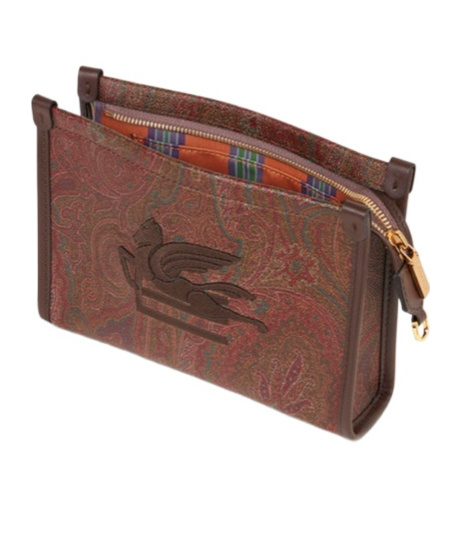 Etro Jacquard Zipped Shoulder Bag In Brown