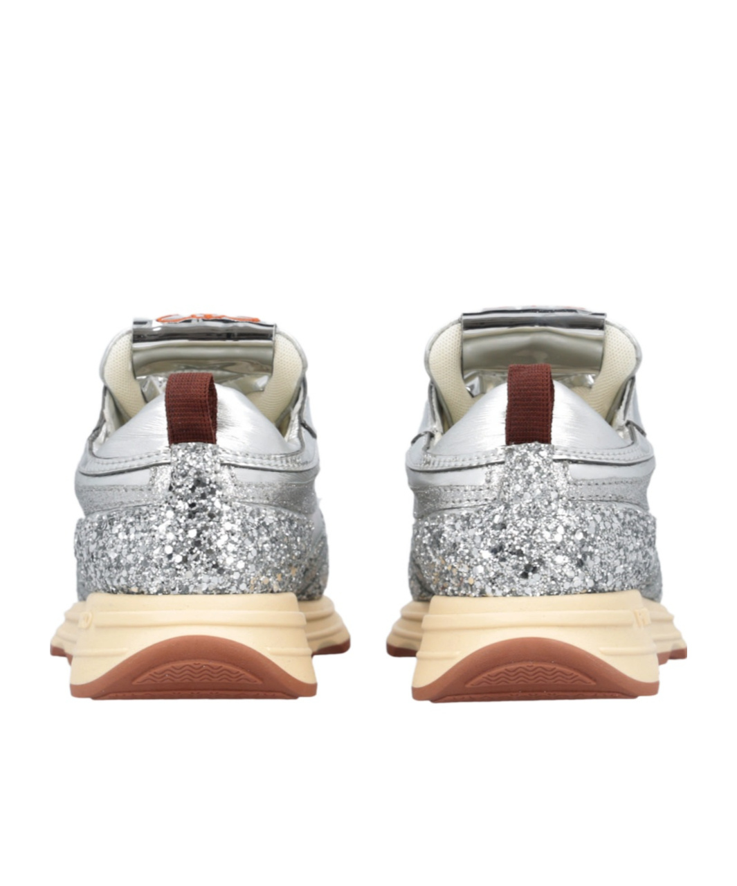 Pinko Silver Glittery Laminated Sneakers In Silver