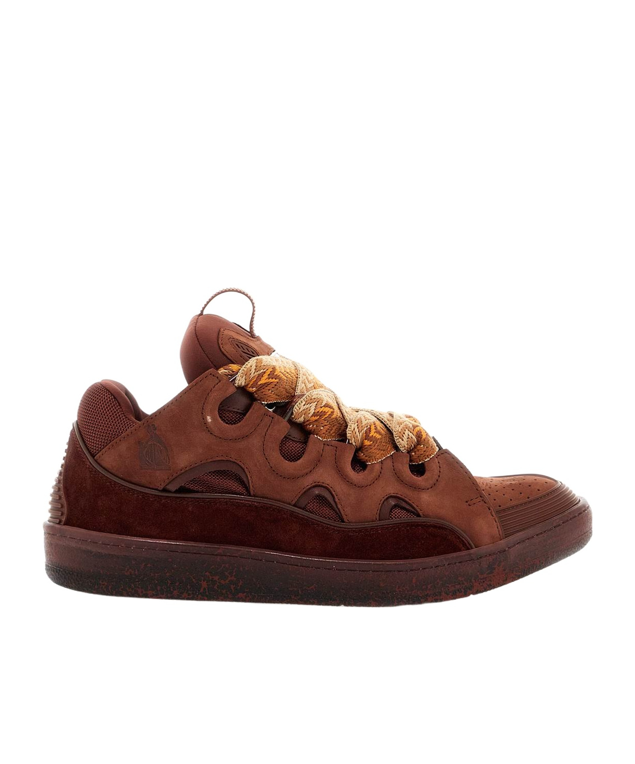 Shop Lanvin Curb Lace-up Sneakers In Brown