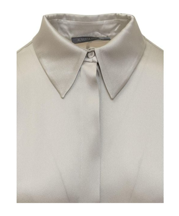 Alberta Ferretti Satin Shirt In Gray