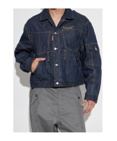 Dsquared2 Multi-pocket Panelled Denim Jacket In Blue
