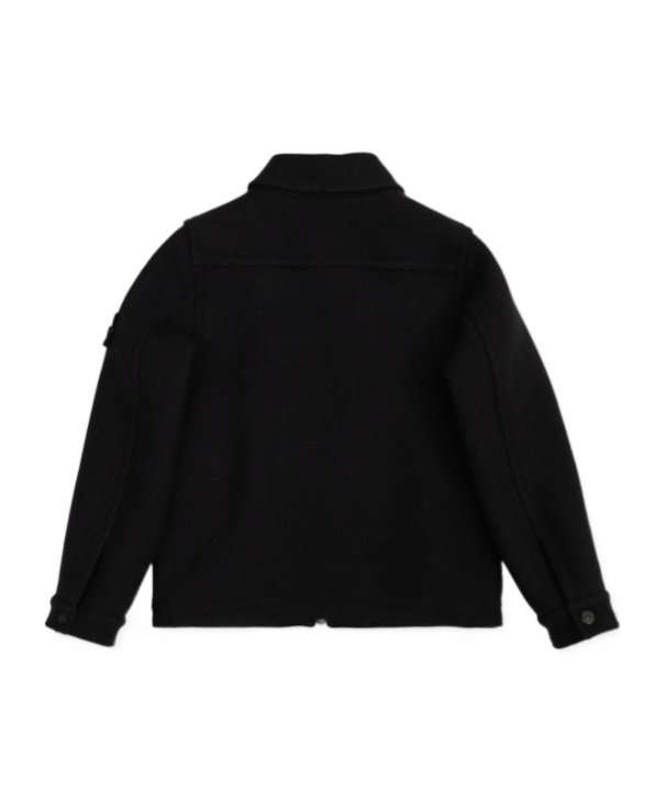 Stone Island Long Sleeve Lapel Jacket In Black