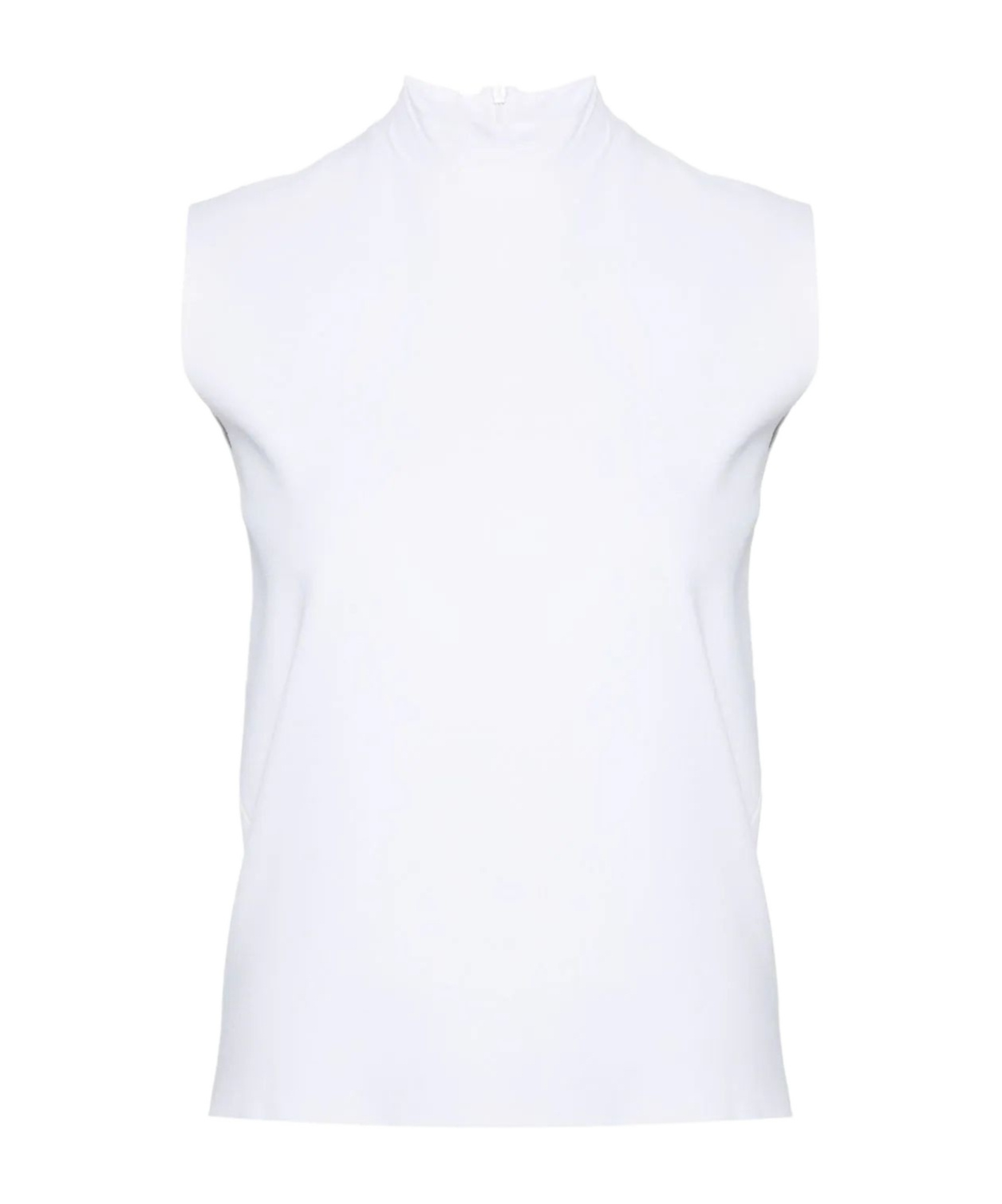 Plan C Fine-knit Mock-neck Top In White