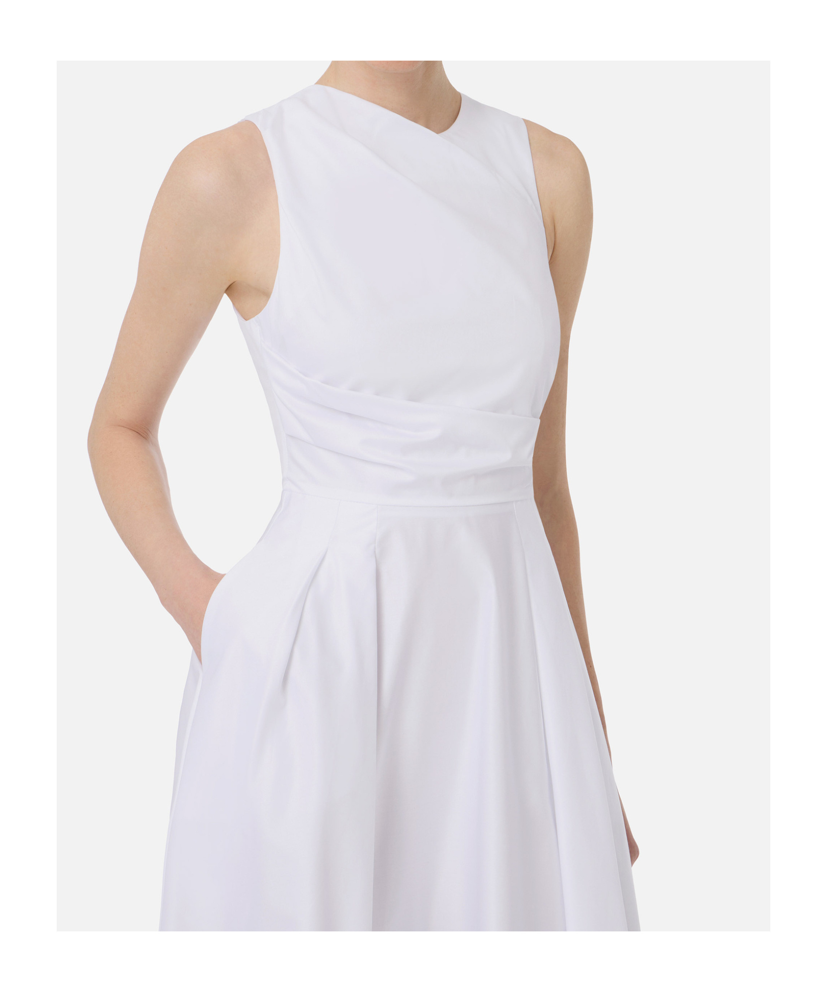Elisabetta Franchi One Shoulder Pleated Maxi Dress In White