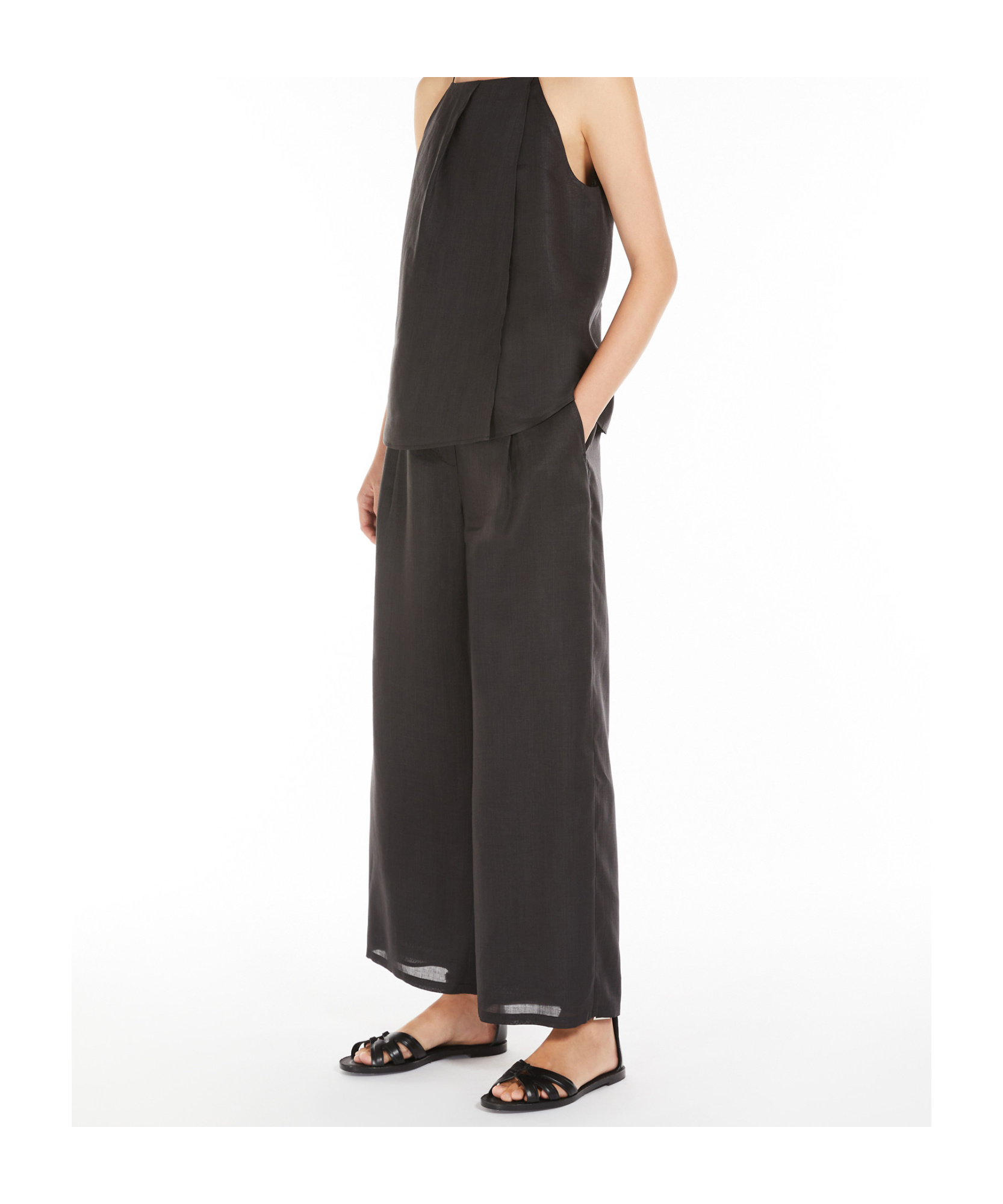 Max Mara Pantalon En Popeline Avec Cordon De Serrage In Black
