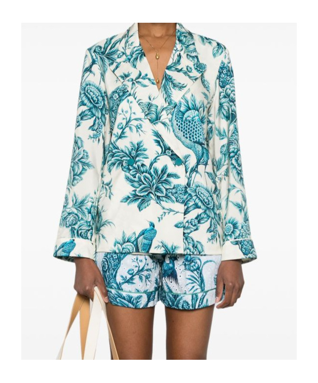 F.r.s For Restless Sleepers Printed Silk Shirt In Blue