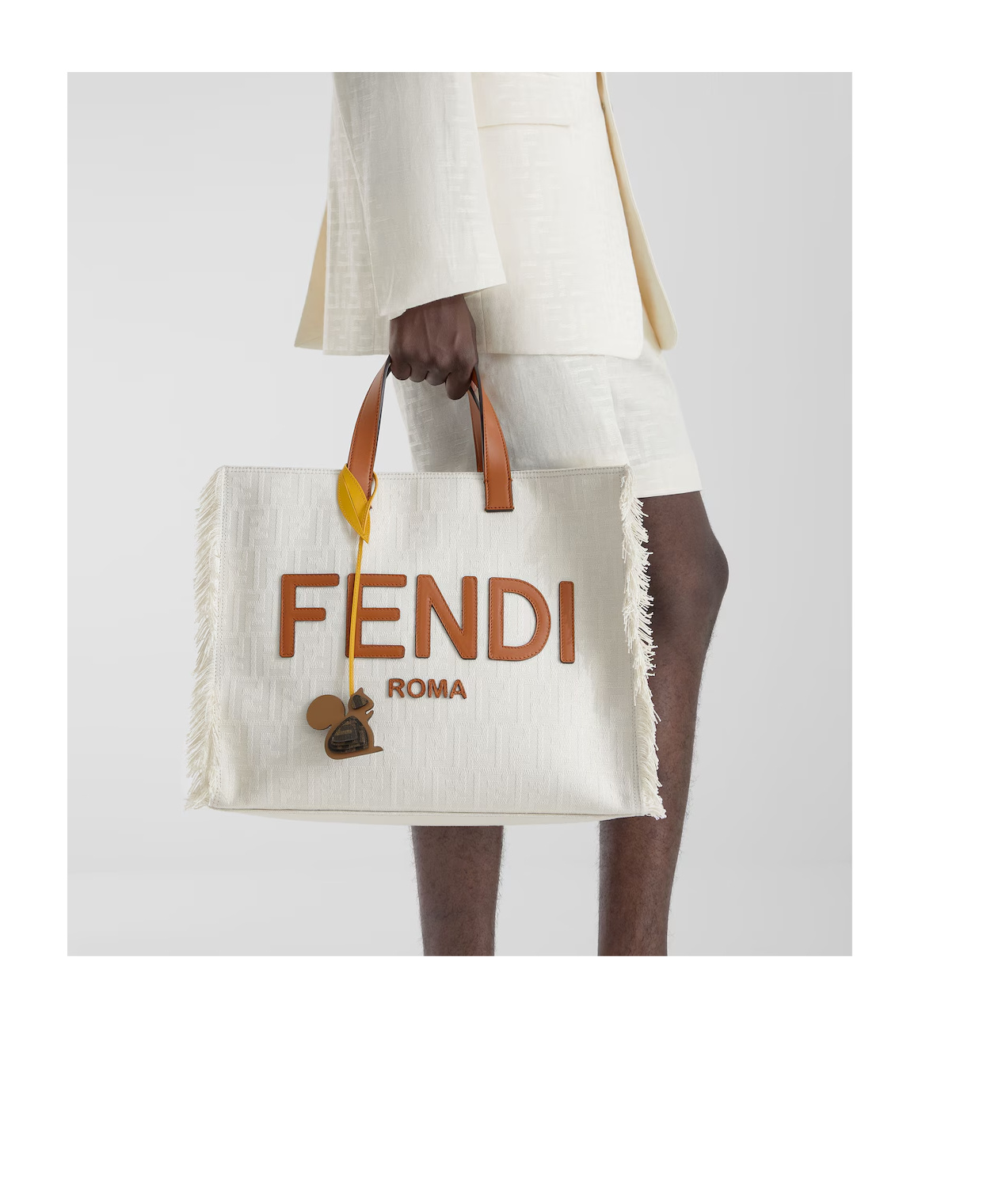 Fendi Animal Pattern Bag Hanging Decoration In Brown