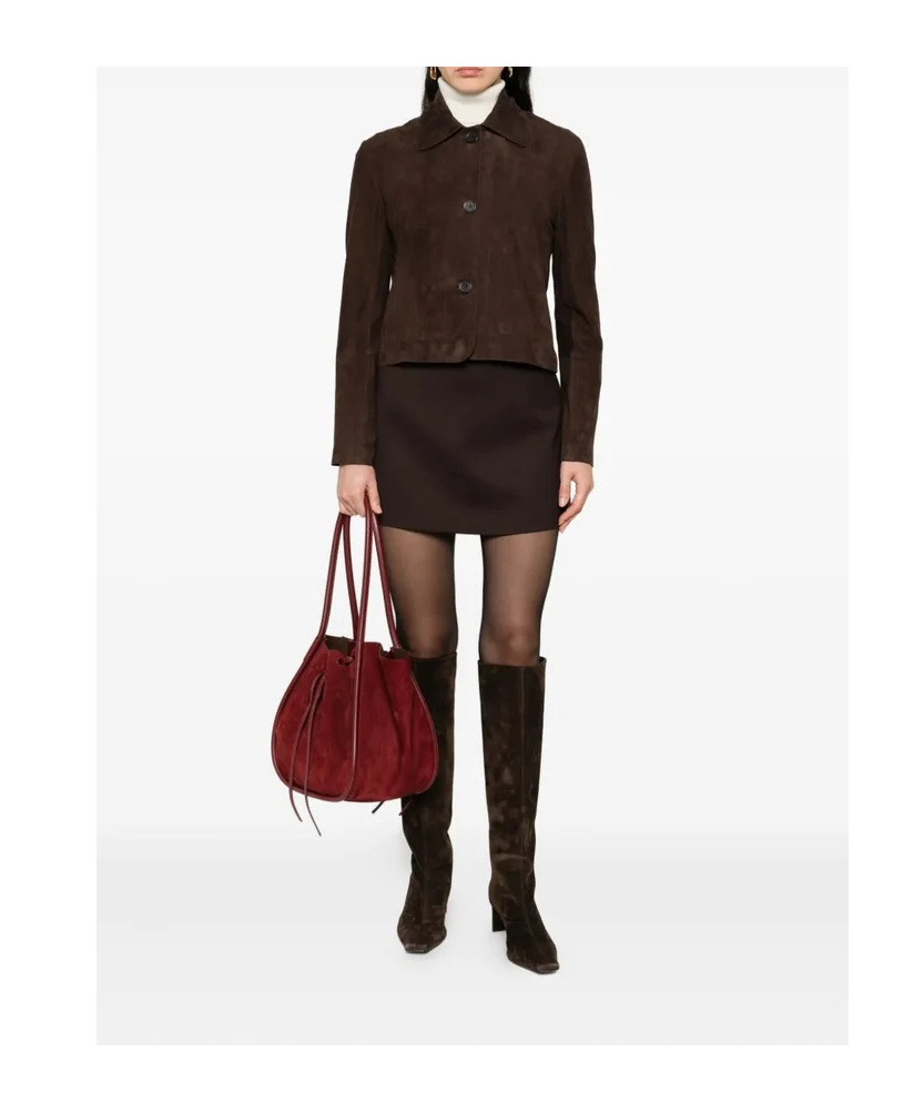 Arma Emy Button-fastening Suede Jacket In Brown