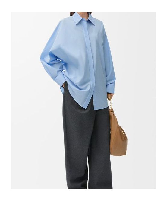 Loewe Lapel Long Sleeve Shirt In Blue