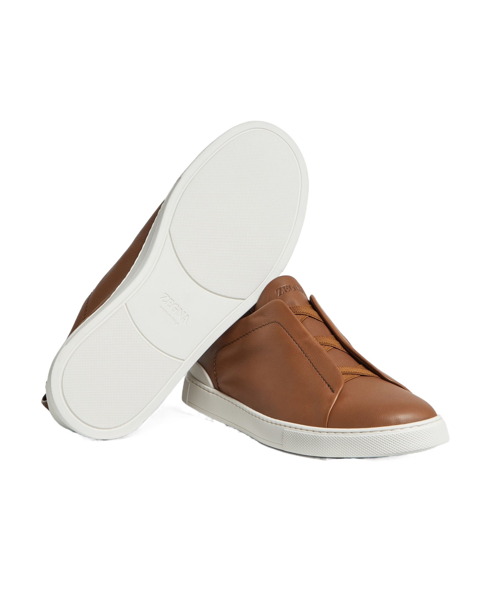 Zegna Triple Stitch Low-top Sneakers In Brown