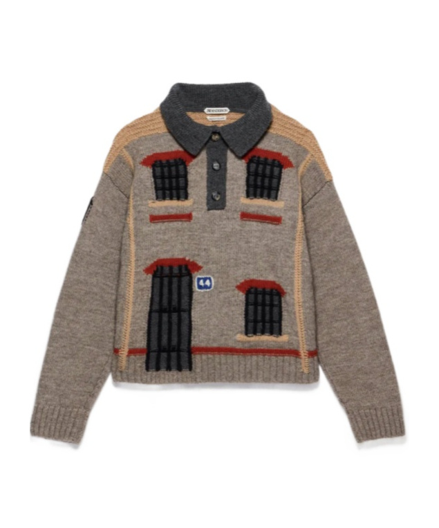 Jw Anderson Womens House Polo Jumper In Beige Melange In Multi