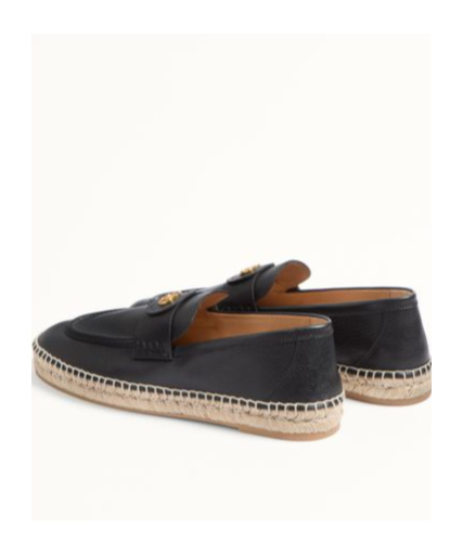 Valentino Garavani Palm Avenue Leather Espadrille Loafers In Black