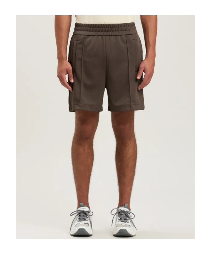 Palm Angels Curved Logo Track Shorts In Brown