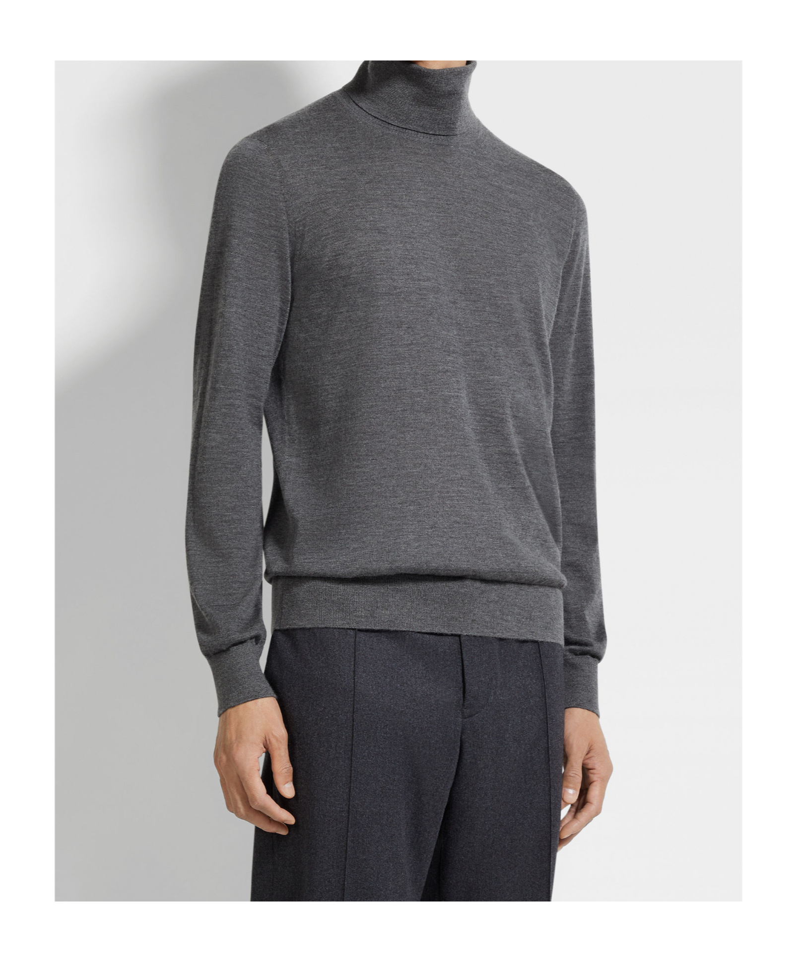 Zegna Cashmere Silk Turtleneck Knit Sweater In Gray