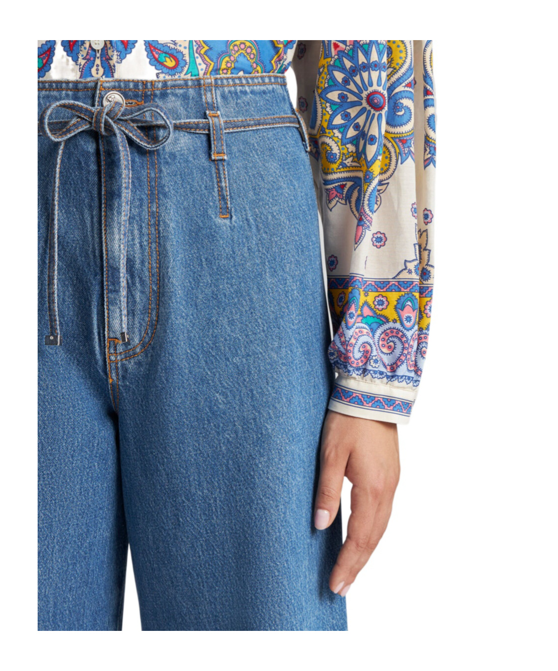 Shop Etro Culotte Jeans With Belt In Blue