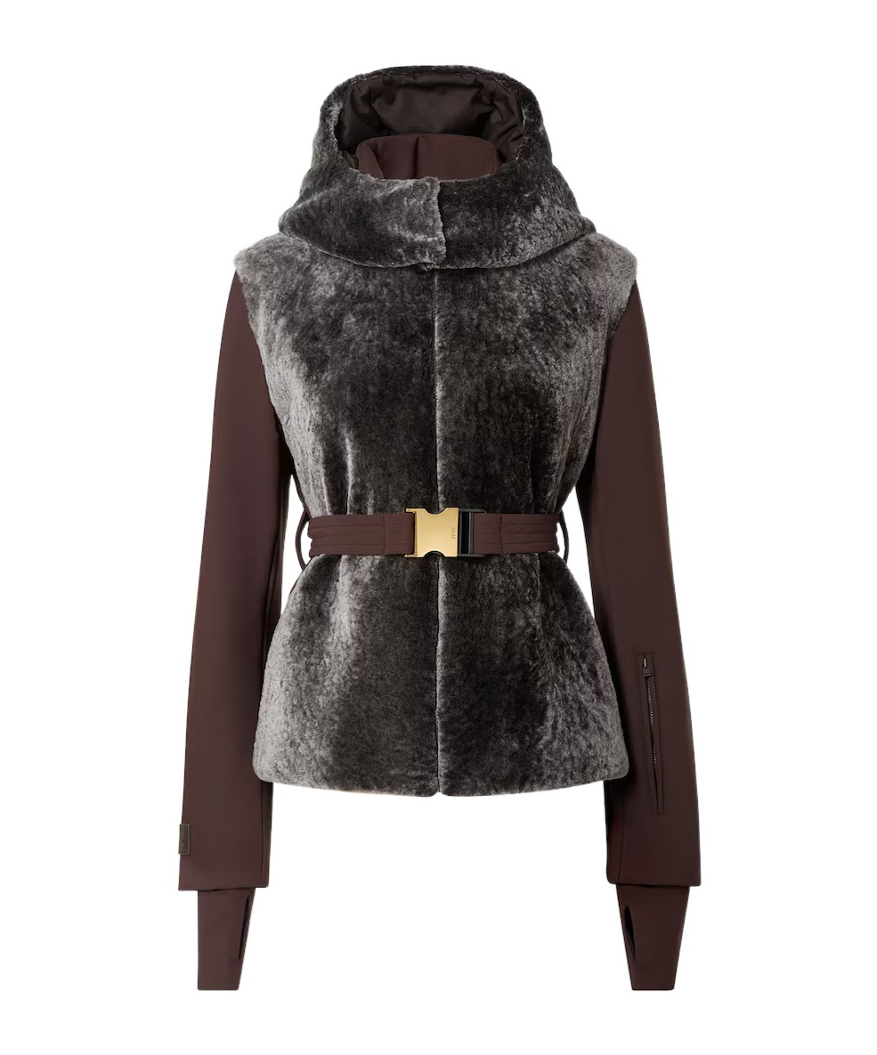 Fendi Brown Technical Fabric And Shearling Down Jacket