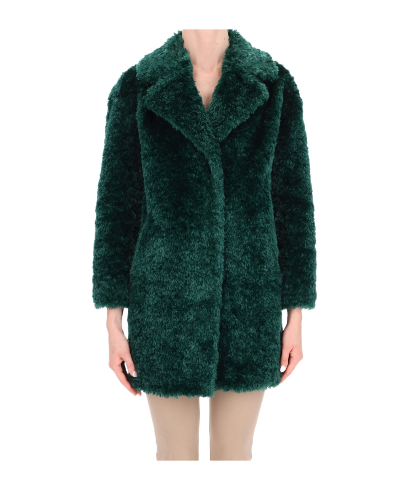 Herno Curly Fake Fur Coat In Multi