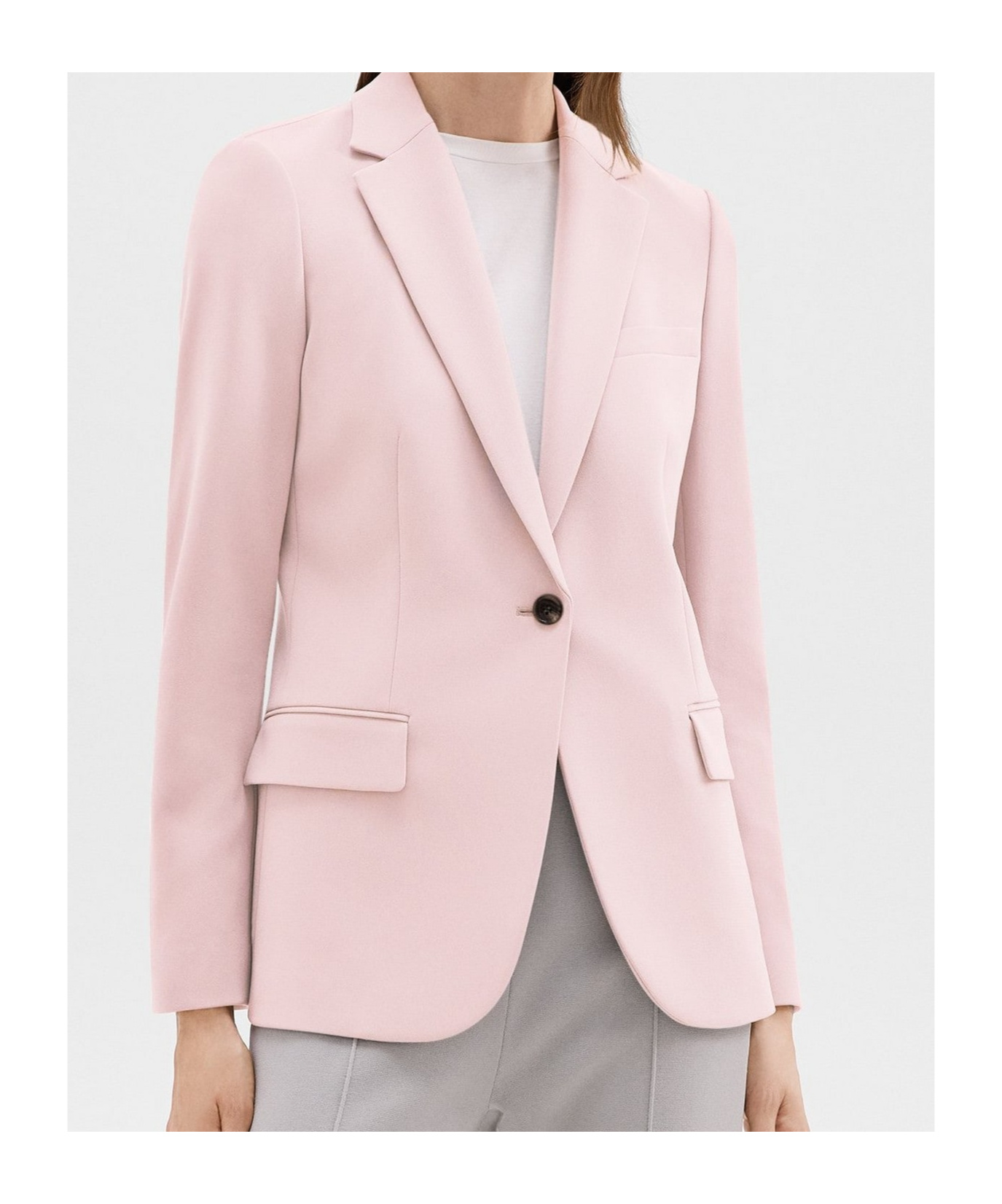 Theory Staple Blazer In Admiral Crepe In Pink