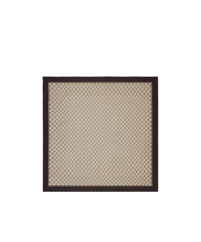 Gucci Hand-stitched Silk Square Contrast Border In Nude