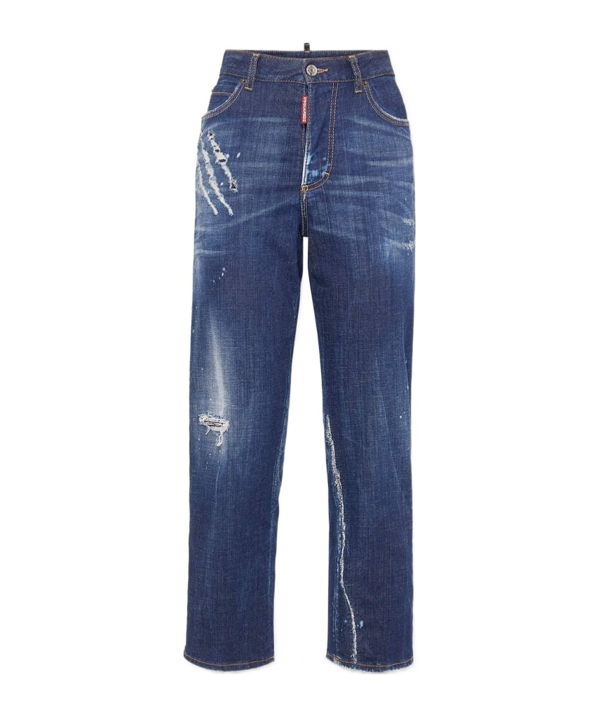Dsquared2 Distressed Straight-leg Jeans In Blue